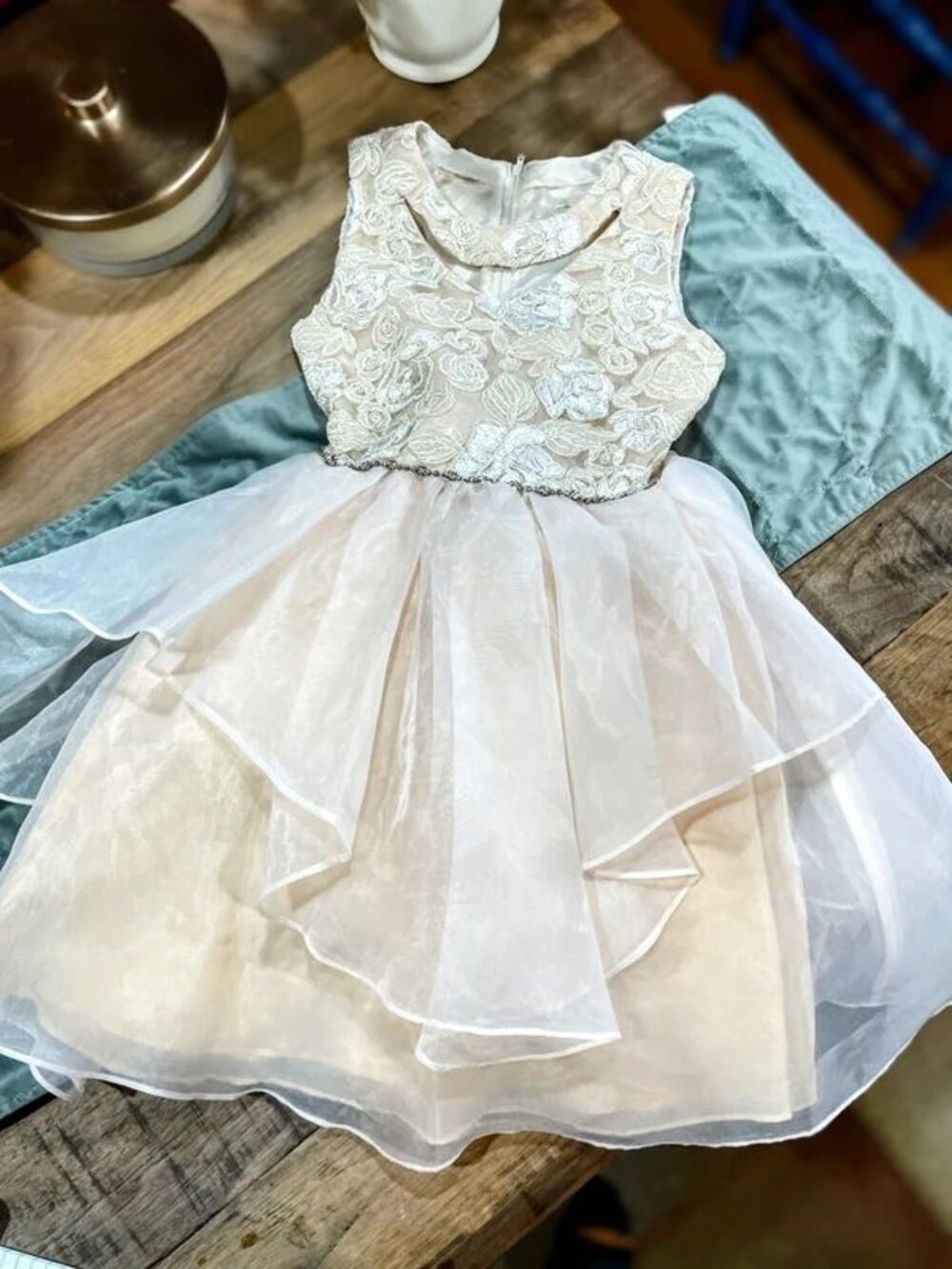 Stunning Dusty Rose & Gold Shimmer Formal Dress | Size Small